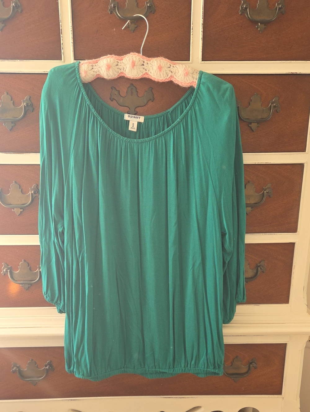 Old Navy Teal Green Long-Sleeve Scoop Neck Top